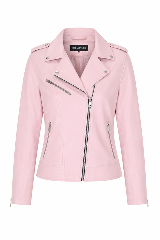 Women's Pink Biker Jacket – Chic and Bold Style