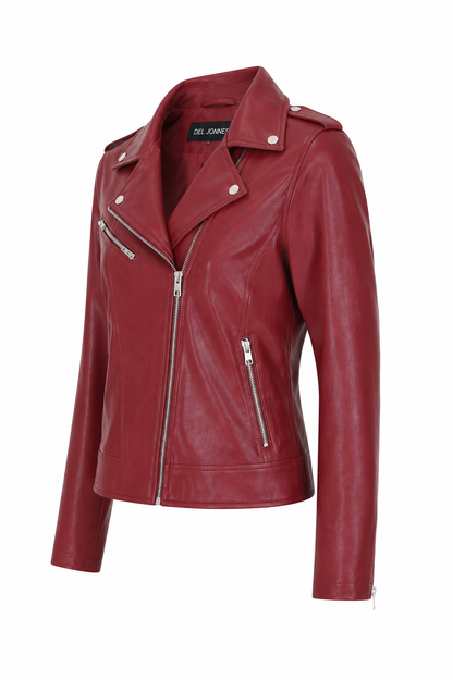 Women's Maroon Biker Jacket - Sleek & Stylish