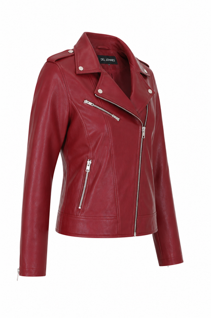Women's Maroon Biker Jacket - Sleek & Stylish