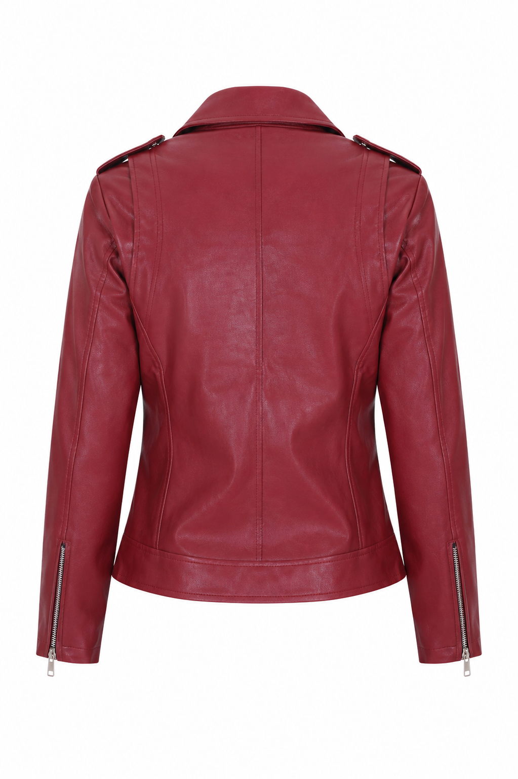 Women's Maroon Biker Jacket - Sleek & Stylish