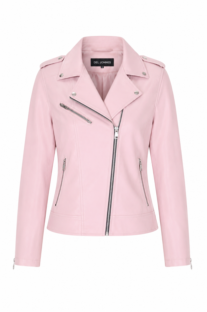 Women's Pink Biker Jacket – Chic and Bold Style