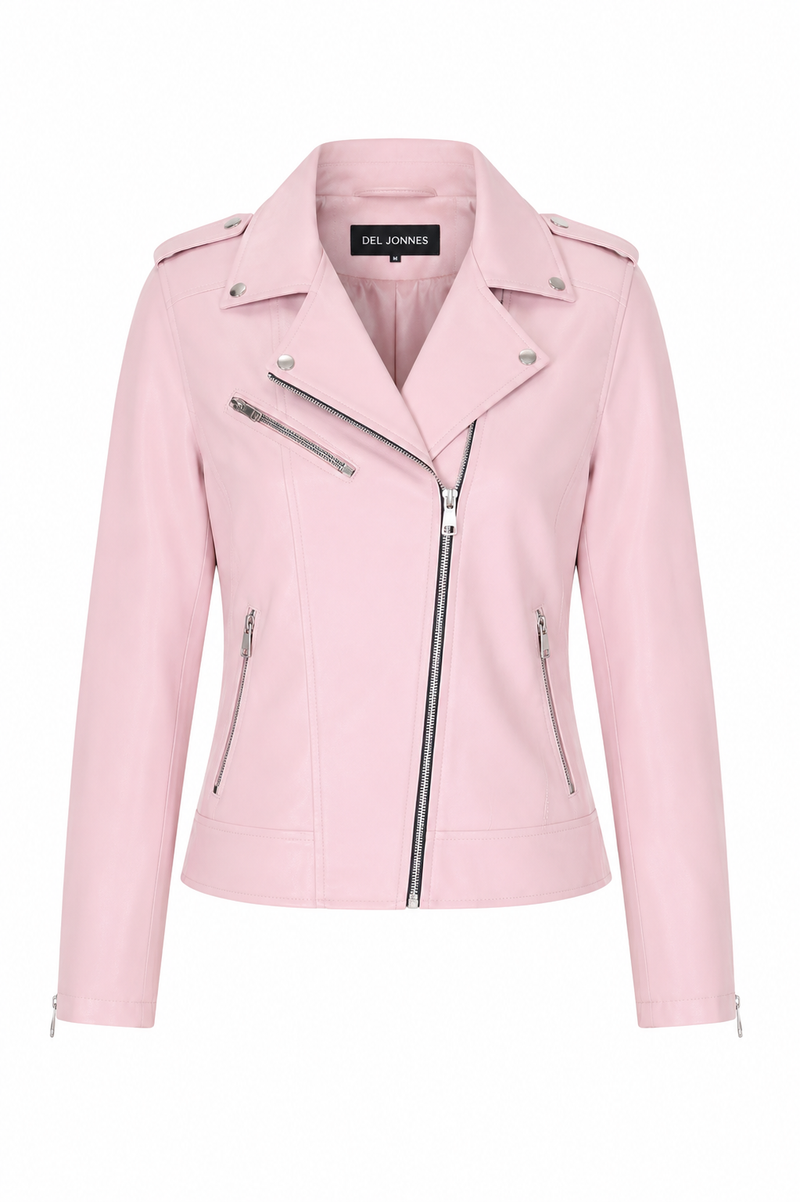 Women's Pink Biker Jacket – Chic and Bold Style