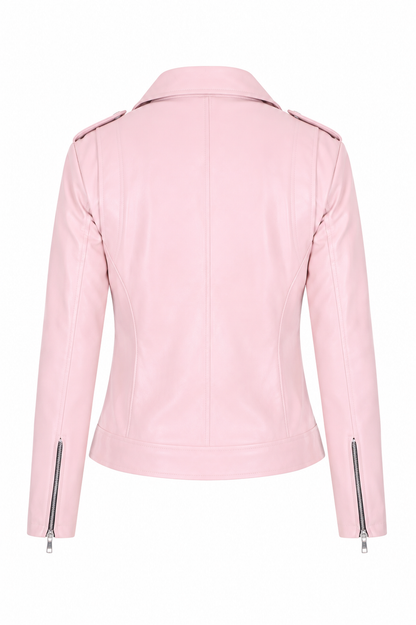Women's Pink Biker Jacket – Chic and Bold Style