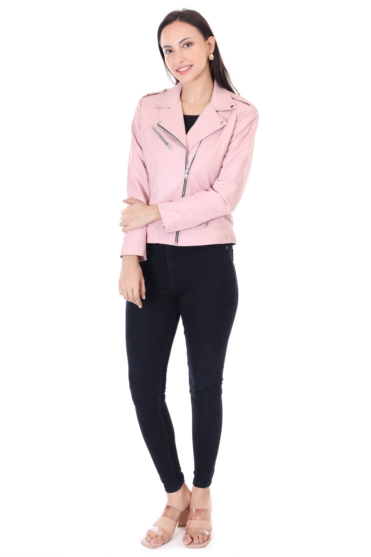 Women's Pink Biker Jacket – Chic and Bold Style