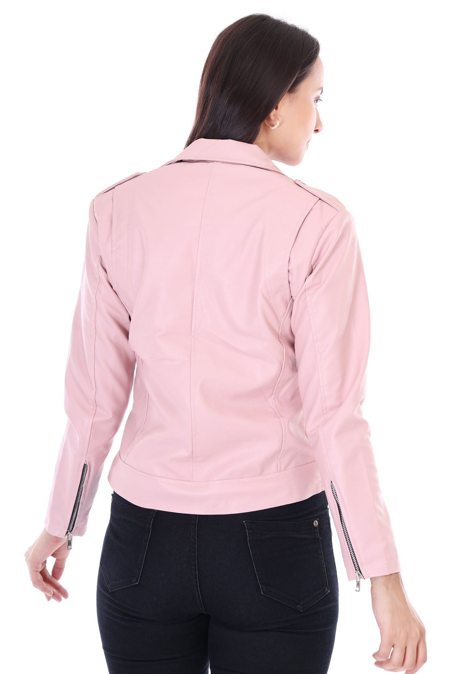 Women's Pink Biker Jacket – Chic and Bold Style